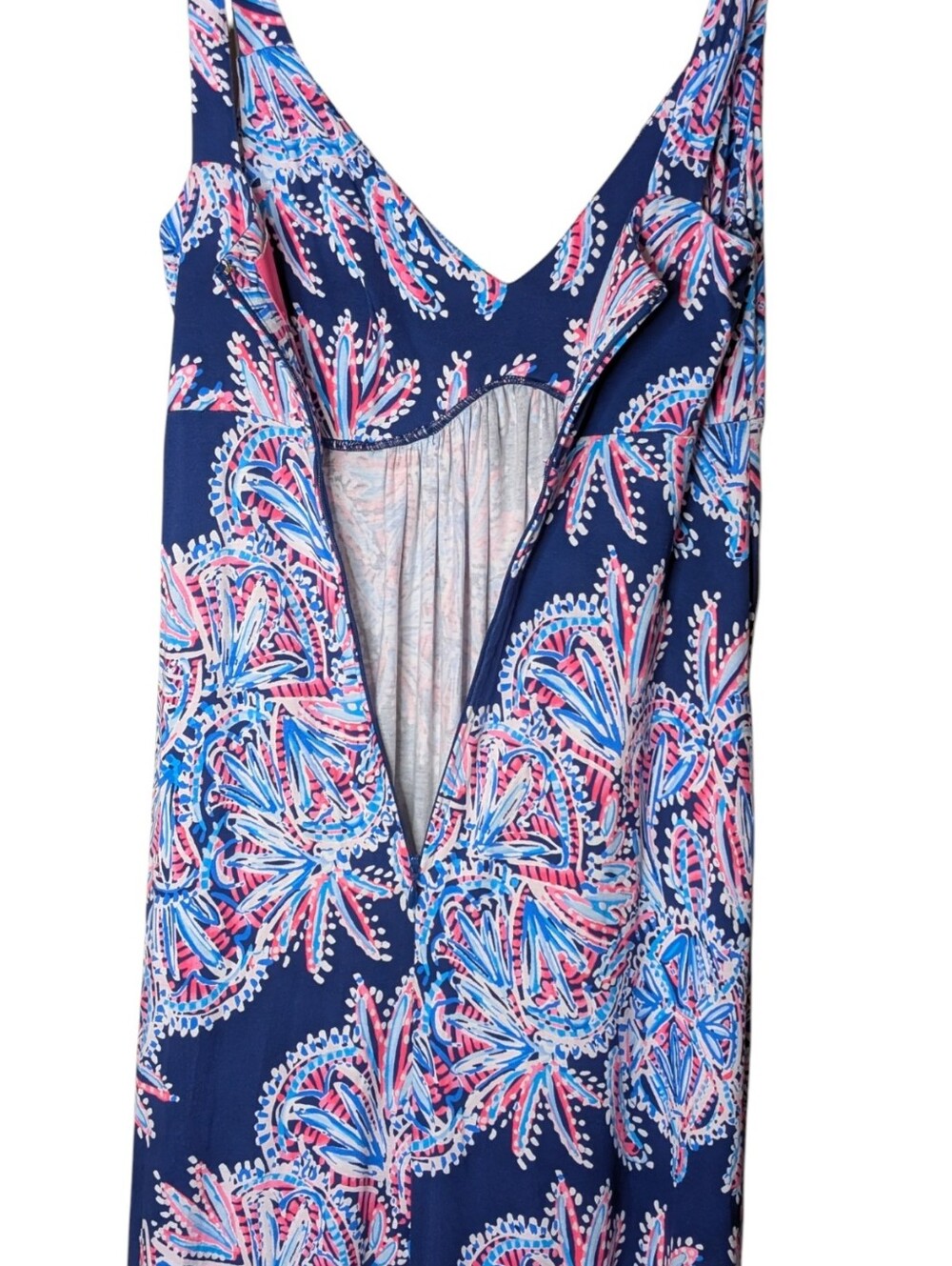 Lilly Pulitzer Maui Maxi Dress Oyster Bay Blue Miss Shell Size 4 pockets empire - Picture 7 of 9